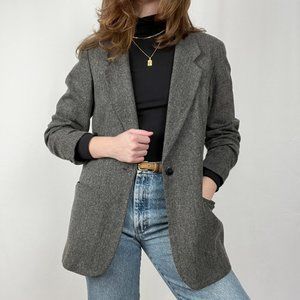 "That Girl" Vintage Oversized Long Blazer Jacket Coat Preppy Academia Work Suit
